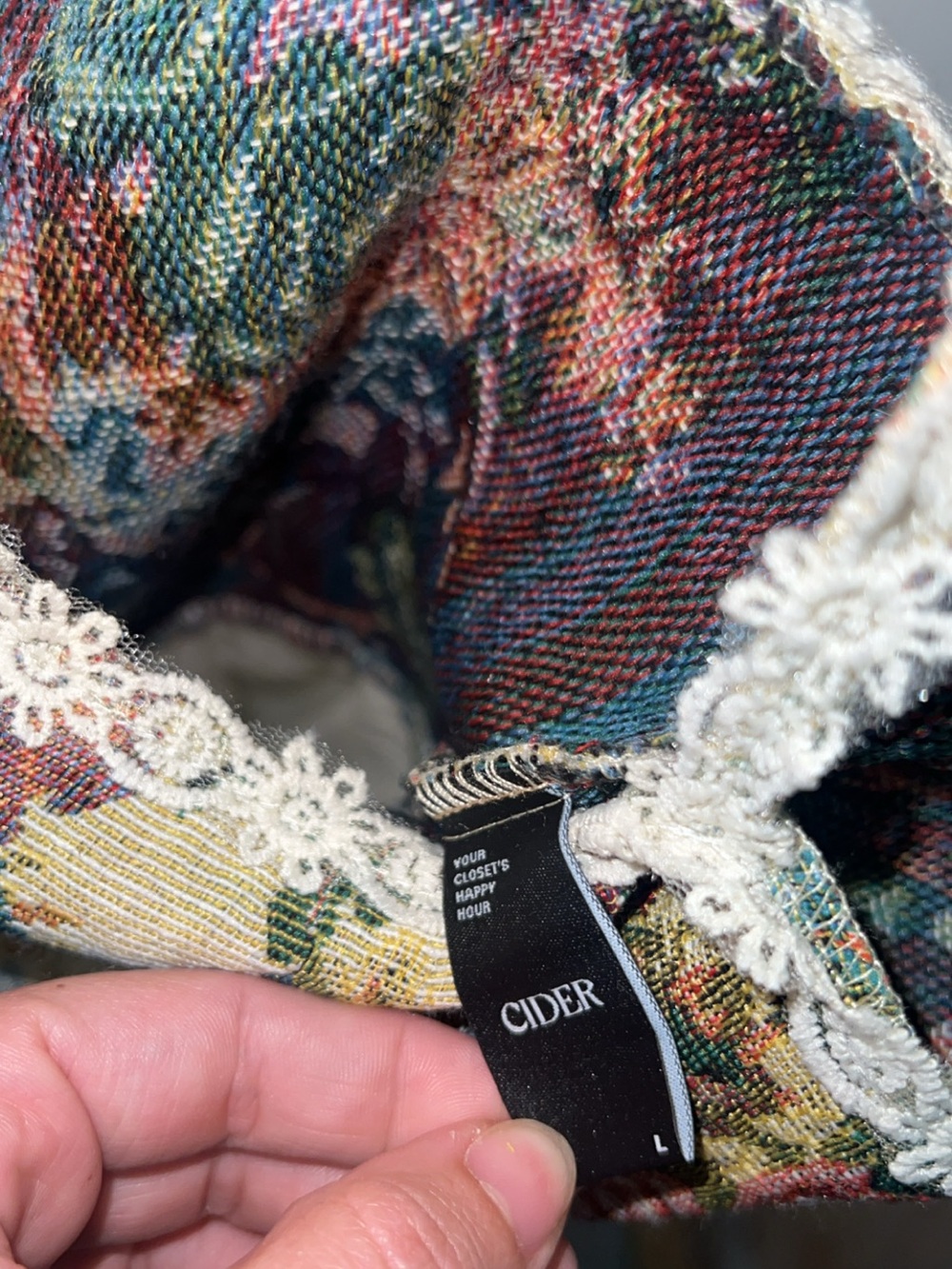 Cider Floral Tapestry Corset Lace Up Babydoll Top / Mini Dress Cottagecore Size - Picture 4 of 5